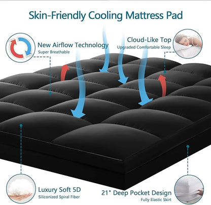 CHOKIT King Mattress Topper, Extra Thick Pillow Top Mattress Pad for Back Pain Relief, Cooling Bed Topper Mattress Cover with 8-21 Inch Deep Pocket