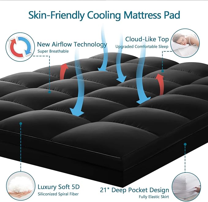 CHOKIT Twin Mattress Topper, Extra Thick Pillow Top Mattress Pad for Back Pain Relief, Cooling Bed Topper Mattress Cover with 8-21 Inch Deep Pocket