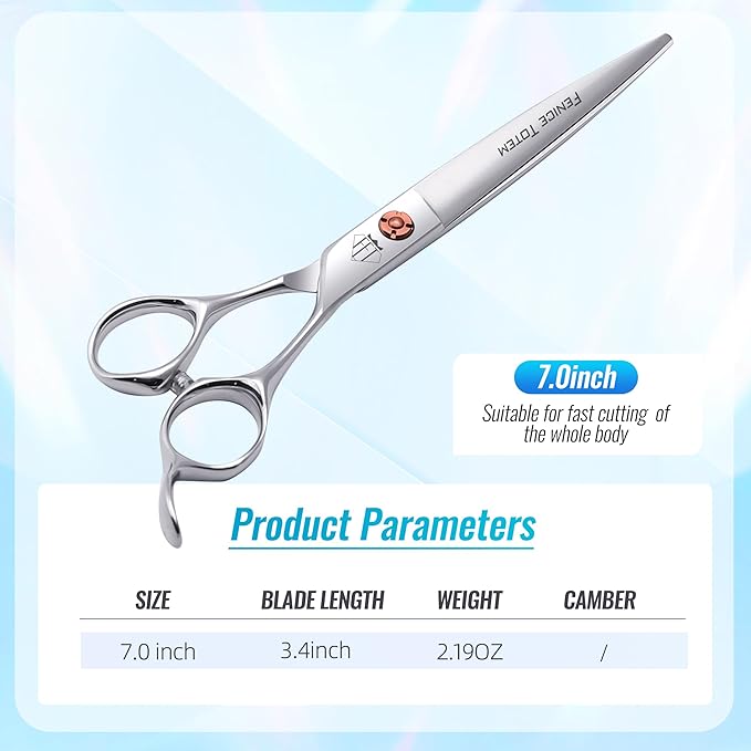 Dog Grooming Scissors: 7 inch Pet Straight Shears Made Of Japanese 440C Advanced Stainless Steel Professional Grooming Scissors for Dogs Cats and Other Pets-Mewly Pet