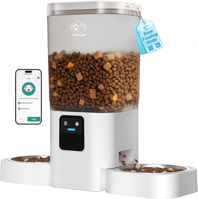 Automatic Cat Feeders 2 Cat with Slow Feed: Dual Automatic Dog Feeder with 5G WiFi, cat Food Dispenser with Alexa for Multiple Pets, Detachable for Easy Clean - 29 Cup（7L Large Capacity）-Mewly Pet