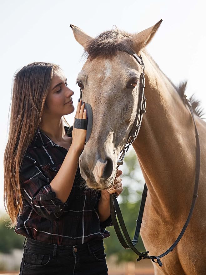 Horse Grooming Kit (12-Piece): Brushes, Storage Bag, Sweat Scraper, Mane Comb, Grooming Gloves - Purple Horse Gifts for Girls-Mewly Pet