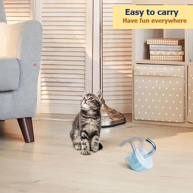 Cat toys for indoor cats Laser pointer, Interactive cat toy for bored Indoor adult Cats, Automatic cat toys laser pointer,Random Trajectory and Tumbler Base, USB rechargeable, laser for cats-Mewly Pet