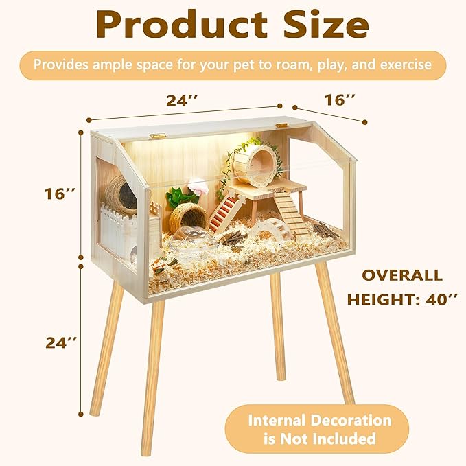 Prolee Hamster Cage with Legs, Guinea Pig Cages Chew Proof, Hamster House, Hamster Cages and Habitats, 24" L x 16" W x 40" H-Mewly Pet