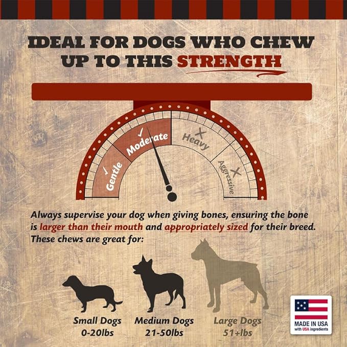 2" Beef Marrow Dog Bones for Aggressive Chewers, Small Breed Dog Treat, Natural, Tough, Chew Toy, Made in The USA, 6 Count-Mewly Pet