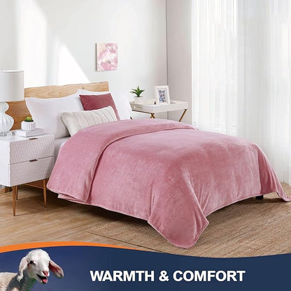 Walensee Fleece Blanket Plush Throw Fuzzy Lightweight (XL-Twin Size 66x90 Blush) Super Soft Microfiber Flannel Blankets for Couch, Bed, Sofa Ultra Luxurious Warm and Cozy for All Seasons