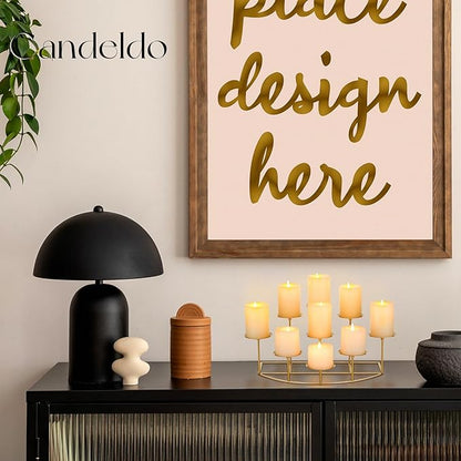 Candelabra Fireplace Candle Holder: Gold Metal Pillar Candle Holders for Inside Fireplace Mantle Decor Floor Candelabras Table Centerpiece