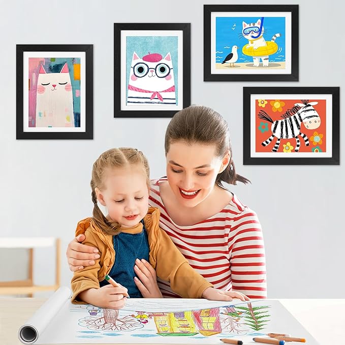8 Pack Kids Artwork Frames Changeable 8.5 x 11 Inch Children Art Projects Kids Art Frames Front Opening Picture Display Frame, Black
