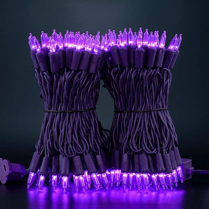 YULETIME 200 Purple LED Christmas Lights with Purple Wire, Pack of 2 Strands 33 Feet 100 Lights UL Certified Holiday String Light Set