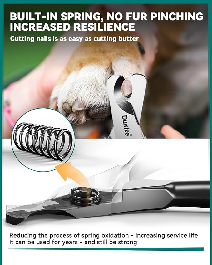 Dog Nail Clippers - All Steel Material, 1.22-Inch Large Opening, Built-in Spring, No Fur Pinch, for Medium to Large Dogs and Cats, Professional Pet Nail Trimmers, with Free Nail File-Mewly Pet