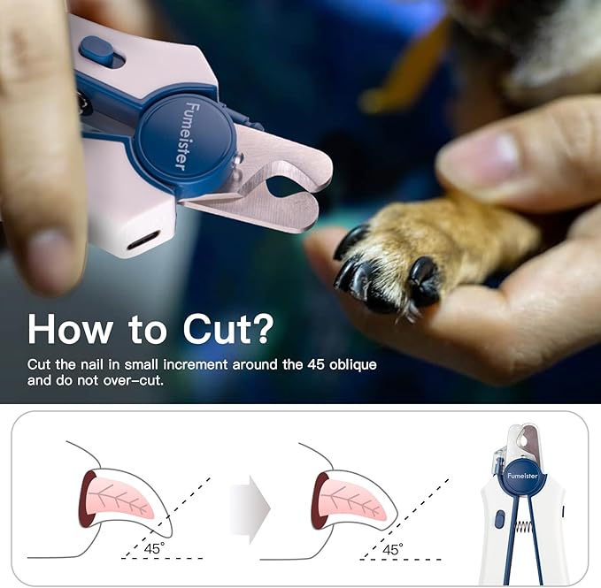 Type-C Rechargeable Dog & Cat Nail Clippers - LED Pet Nail Trimmer with Built-in Nail File, Extra Sharp Blades for Small & Medium Dogs, Indoor Cats (Blue)-Mewly Pet