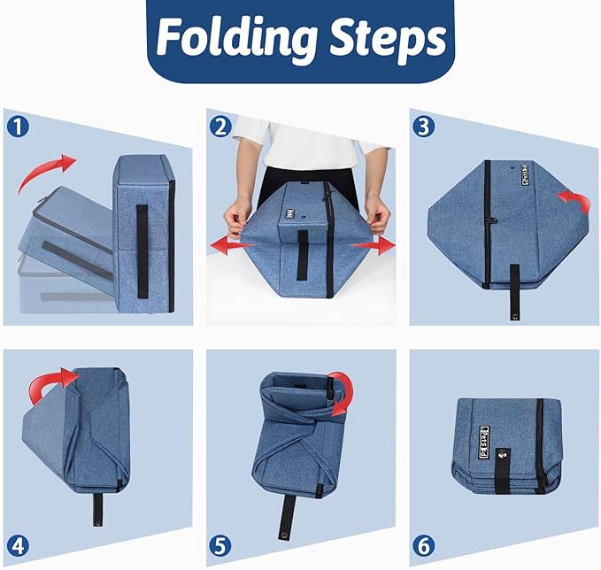 Petskd Portable Cat Travel Litter Box with Lid and 10 pcs Disposable Liner Bags, Leak-Proof and Collapsible, Cat Travel Essentials for Car, Hotel, Airplane and Other Outdoor Use(Blue)-Mewly Pet