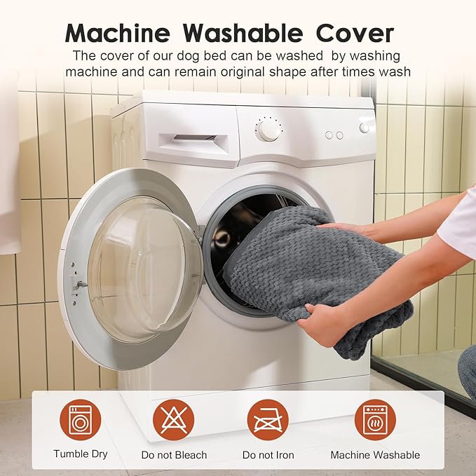 Orthopedic Dog Bed Medium Size Dog, 3 Inch Memory Foam Pet Bed for Small and Medium Dogs, Washable Removable Cover, Nonskid Bottom, Waterproof, 35x23 Inches, M Dark Grey-Mewly Pet