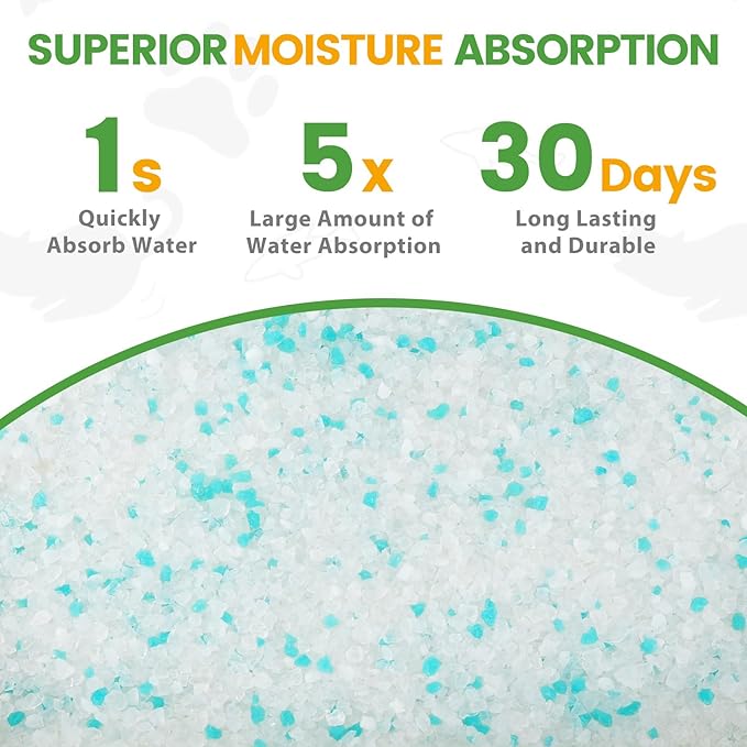 NEWORD Crystals Cat Litter Silica Gel, 14LB Bag, Superior Odor Control, Non Clumping Cat Litter, Lightweight Cleaning Crystals for Home Kitty Litter Boxes Cats Pets, Aloe Vera Fragrance-Mewly Pet