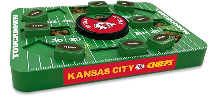 Pets First Kansas City Chiefs Large Puzzle Puzzle Toy, New Size, Interactive Slow Feeding Toy-Mewly Pet
