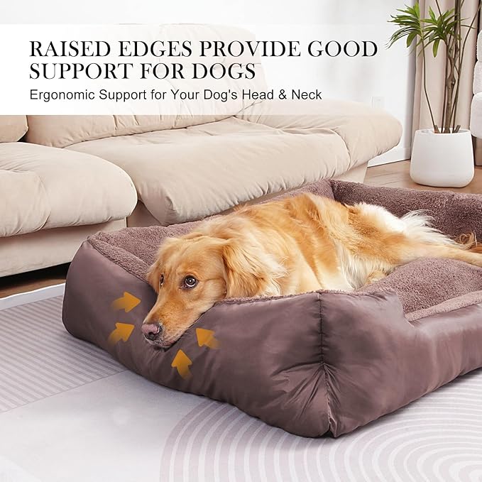 Dog Beds for Large Dogs, Breathable Dog Bed with Durable Fabric, Rectangle Washable Pet Bed, Warming Pet Bolster Couch-Mewly Pet
