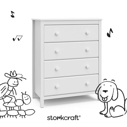Storkcraft Alpine 4 Drawer Chest (White) – GREENGUARD Gold Certified, Dresser For Nursery, 4 Drawer Dresser, Kids Dresser, Nursery Dresser Drawer Organizer, Chest of Drawers