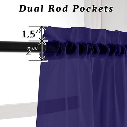 OVZME Purple Sheer Curtains 45 Inches Long 2 Panels, Light Filtering Sheer Curtains for Bedroom, Elegant Airy Draperies for Living Room Nursery Room, Dual Rod Pocket, Each 42Wx 45L