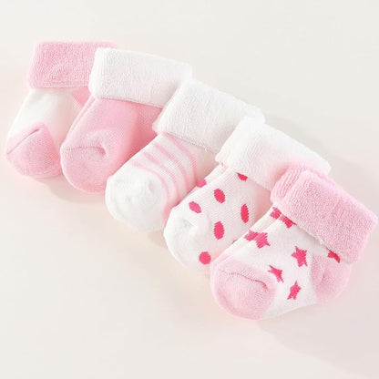 Unisex Baby Terry Socks 5-Pack for Baby boy and girl 0-12 Months Warm Cotton Socks