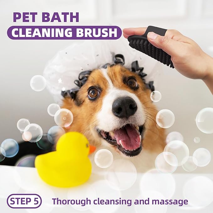 Dog Brush for Shedding, 7 PCS Dog Grooming Brush Kit Including Undercoat Rake, Slicker Brush, Dematting Comb, Nail Clipper, Bath Brush for Long & Short Haired Dogs, Cats - Purple-Mewly Pet