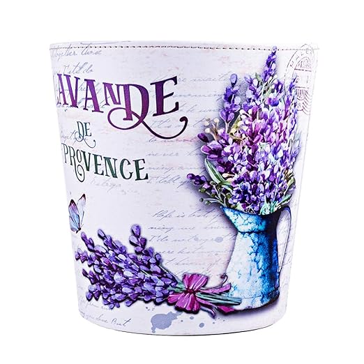 10L/2.64 Gallon Trash Can, Decorative Waste Basket, PU Leather Waste Paper Basket, Waterproof Garbage Can for Bathroom, Bedroom, Office, Kitchen and Living Room - Lavender