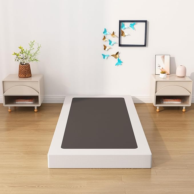 Twin XL Box Spring Bed Base 6 Inch, Low Profile Metal Boxspring XL Twin with Fabric Cover, 2000 Lbs Max Weight Capacity Mattress Foundation, Noise-Free, Easy Assembly