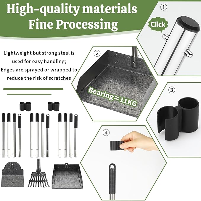 T2Y Pooper Scooper, Extra Long Handle Dog Pooper Scooper, Adjustable Stainless Steel Rake & Spade & Extra Large Tray, Durable Poop Scoopers for Yard, Lawn, Snowfield, Suitable for Multi-Dog Family-Mewly Pet