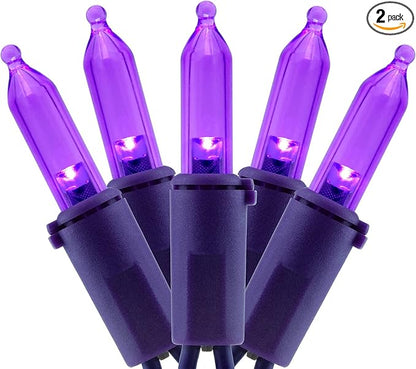 YULETIME 200 Purple LED Christmas Lights with Purple Wire, Pack of 2 Strands 33 Feet 100 Lights UL Certified Holiday String Light Set