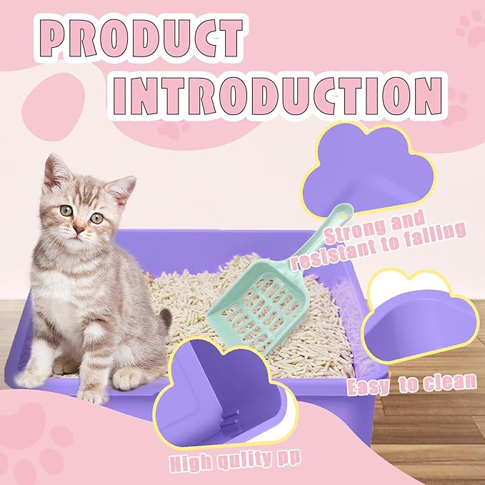 5pcs Kitten Litter Box,Open Small Cat Litter Box with 5 Scooper,Portable Small Litter Pan Low Entry Shallow Plastic Travel Toilet Litter Tray Cat Waste Tray for Small Pet Rabbit Guinea Pig Newborn Cat-Mewly Pet