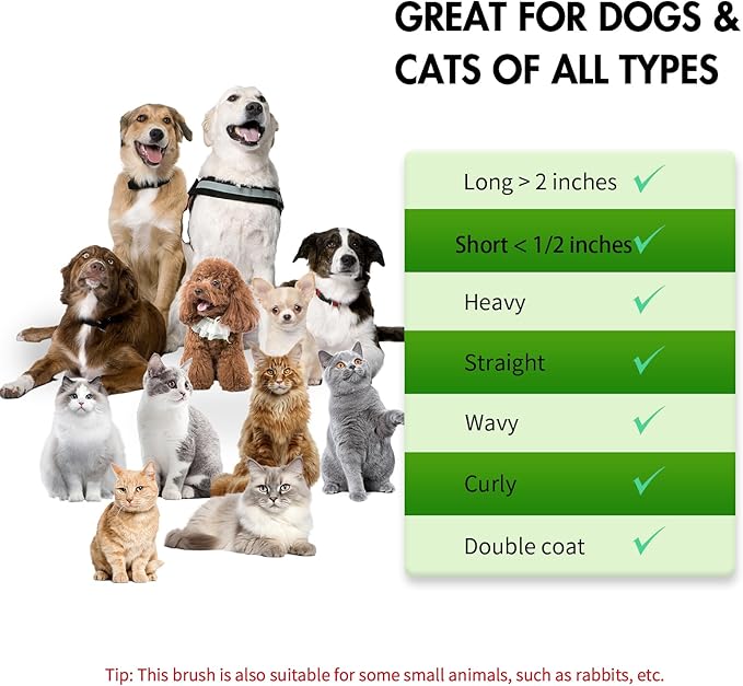 Dog Self Cleaning Slicker Brush for Shedding, Ideal for Short Long Haired Dogs, Including Cat. Removes Loose Fur, Undercoat, Mats, Tangled Hair. Suit for Large Medium Small Animal, Green-Mewly Pet