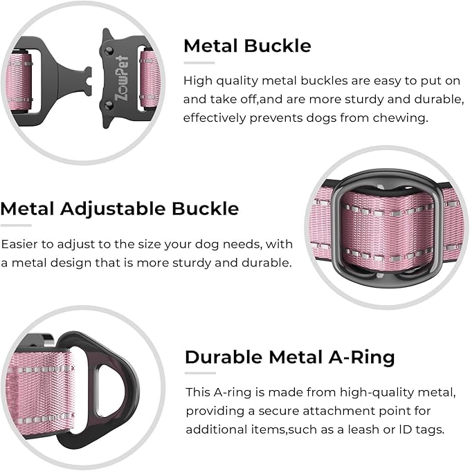 2025 Upgrade Airtag Dog Collar, Reflective Dog Collar with Airtag Holder, IP68 Waterproof| Metal Buckle| Ultra-Durable| Comfortable Padded, GPS Dog Collars for Medium Large Dogs (Pink,M)-Mewly Pet