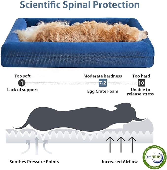 WNPETHOME XXXL Big Dog Bed, Washable Dog Couch with Removable Waterproof Cover, Orthopedic Large Pet Sofa Bed with Bolster Sides for Sleeping-Mewly Pet