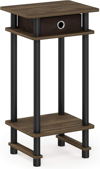 Furinno Turn-N-Tube Tall End Table, Columbia Walnut/Black/Dark Brown