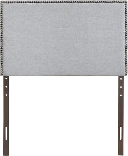 Modway Region Linen Fabric Upholstered Twin Headboard in Gray with Nailhead Trim