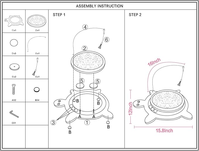 Petest Interactive Cat Toy Cat Scratch Toy Natural Sisal Scratcher with Catnip Balls, Cat Scratch Pad, Turtle Design-Mewly Pet