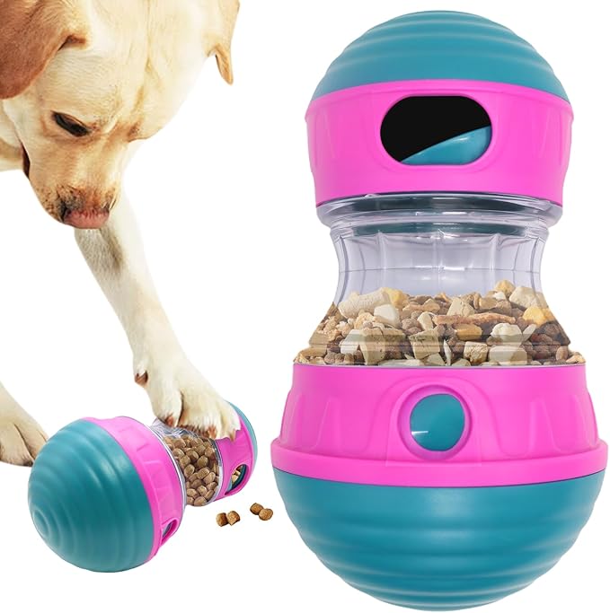 Interactive Dog Toys to Keep Them Busy, Puppy Puzzle Adjustable Food Dispenser Slow Feeder, Enrichment Treat Dispensing Toy Ball for Large/Medium/Small Breed Dogs Pet Gift, Purple-Mewly Pet