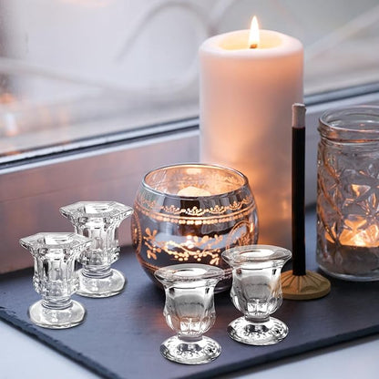 36 Pcs Candlestick Holders 2 Style Taper Candle Holders Bulk Small Glass Candle Holder for Wedding Table Centerpiece Home Party Decor