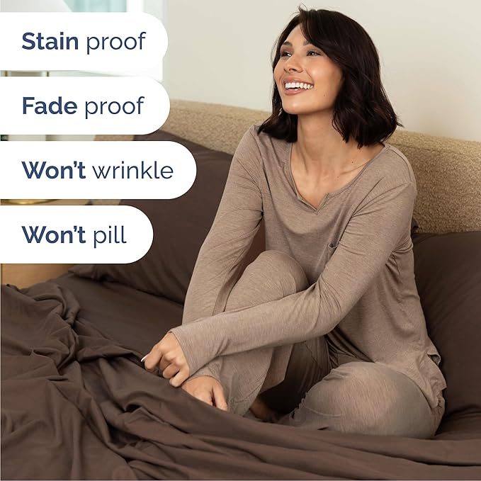 Cal King 6 Piece Sheet Set - Comfy Breathable & Cooling - Ultra-Soft Hotel Luxury Bedding Set with 8-16 Inch Deep Pockets - 1 Flat & 1 Fitted Sheet & 4 Pillowcases - Wrinkle Free & Easy Care - Brown
