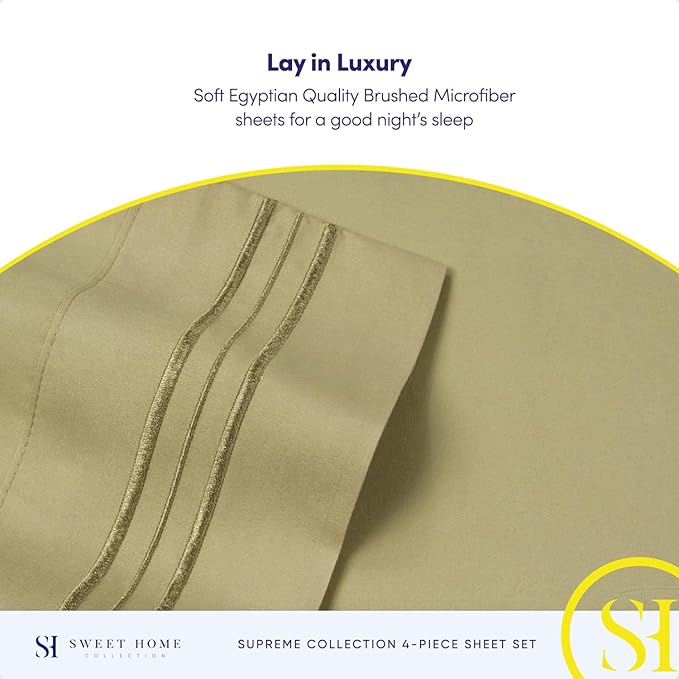 California King Sheet Sets - Breathable Luxury Sheets with Full Elastic & Secure Corner Straps Built In - 1800 Supreme Collection Cal King Deep Pocket Bedding Set, Sheet Set, California King, Sage