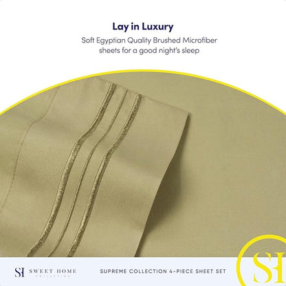King Size Sheets - Breathable Luxury Bed Sheets with Full Elastic & Secure Corner Straps Built In - 1800 Supreme Collection Extra Soft Deep Pocket Bedding Set, Sheet Set, King, Sage