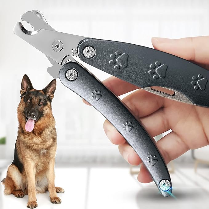 Best Dog Nail Trimmers for Anxiety Sensitive Dogs, Quiet Sharpest Smoothest Nail Clippers for Large Dog Medium Small, Professional Stainless Steel with Nail File & Comb, Left-Handed Friendly-Mewly Pet