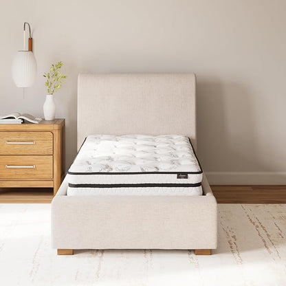 Signature Design by Ashley Twin Size Chime 8 Inch Medium Firm Innerspring Mattress with Pressure Relief Quilt Foam, Fiberglass Free, Mattress In A Box