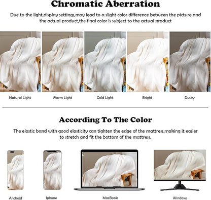 NEWCOSPLAY Super Soft King Blanket Ivory Premium Silky Flannel Fleece Leaves Pattern Lightweight Bed Blanket All Season Use (Ivory, King(90"x110"))