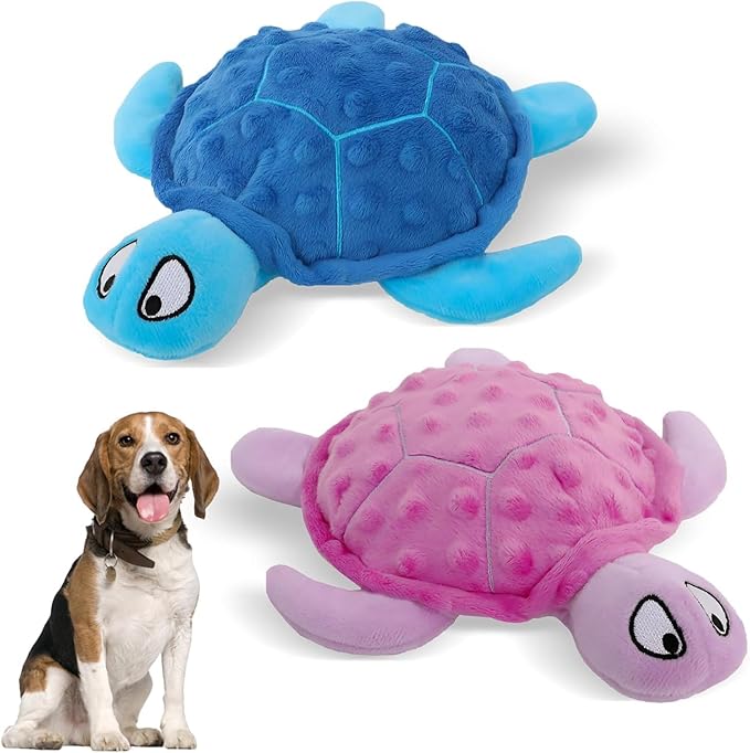 Adpartner Crinkle Dog Toys, 2 Pack Stuffed Turtle Dog Toys Squeaky Plush Dog Toy to Keep Them Busy, Interactive Dog Squeaky Toys for Small to Medium Dogs Teething Training Reduce Boredom-Mewly Pet
