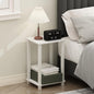 Furinno Simplistic Night Stand, 2-Tier Small Nightstand with Open Shelf, Toolless Assembly Bedside Table, End Table, Side Table, for Bedroom, Living Room, White