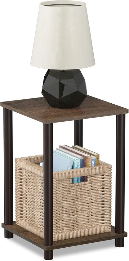 FURINNO Turn-N-Tube Haydn 2-Pack End Table, Walnut/Brown