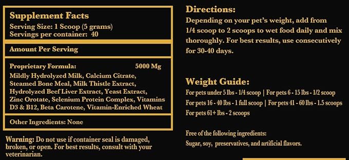 Nursing Supplement and Vitamins for Nursing Dogs and Cats - Nursing, Lactation and Recovery Supplement for Breeders - Muscle & Mental Development for Puppies and Kittens - 200g-Mewly Pet