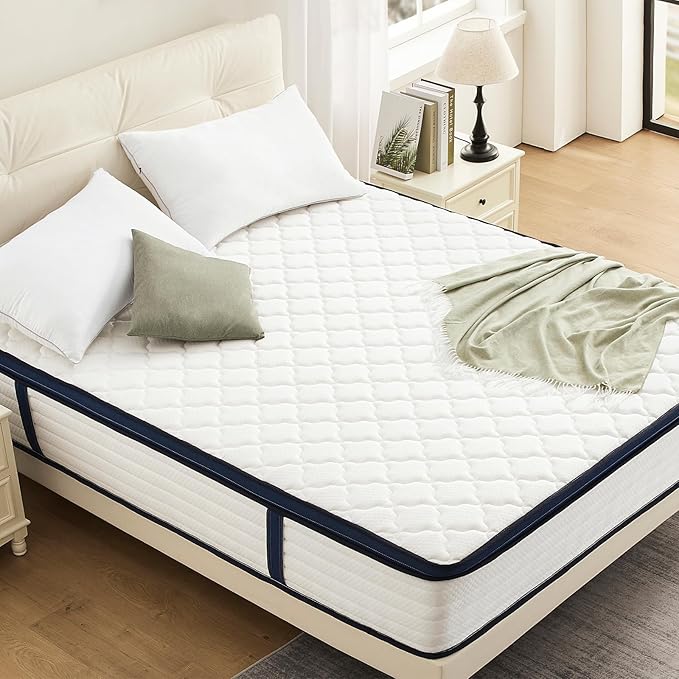 Queen Size Mattresses in a Box 10 Inch - Memory Foam & Pocket Coils Springs, Pressure Relief, Motion Isolation, Breathable Comfort, Medium Firm, CertiPUR-US Certified, Ideal for All Sleepers