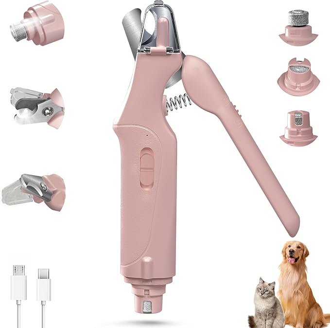 2 in 1 Cat Nail Clippers & Dog Nail Clippers Trimmers for Large Medium Small Dogs Cats Claw Trimmer Quick Sensor and Safety Guard USB Rechargeable with 2 LED Lights Dogs Nail Trimmer-Mewly Pet