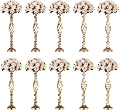 Versatile Metal Flower Arrangement, Candle Holder Stand Set for Wedding Party Dinner Centerpiece Event Restaurant Hotel Decoration (Twist Style, 10 x L)