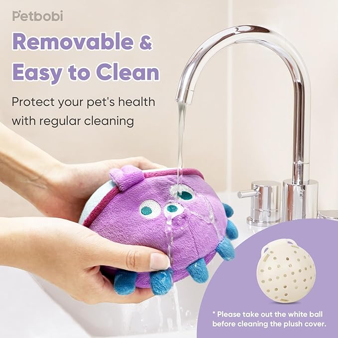 Petbobi Interactive Dog Toys for Boredom - Moving Dog Toy for Stimulating Play, Pet Plush Squeaky Ball for Small Medium Breeds with 4 Batteries, Jolly Jelly Bobby-Mewly Pet